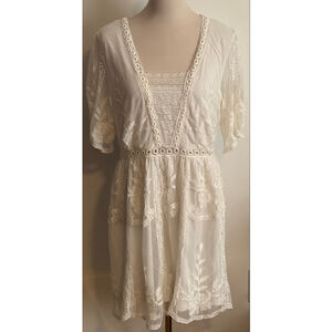 Women's White Birch White Lace Romper XL